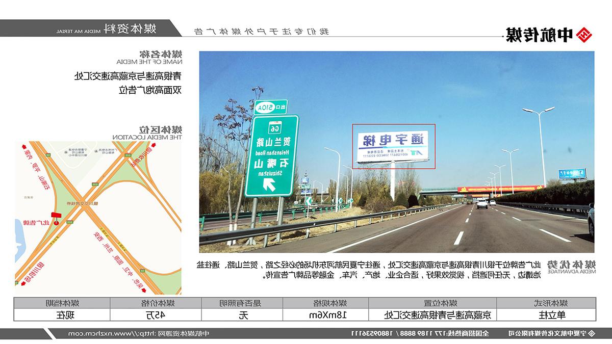 青银高速与京藏高速交汇处双面高炮广告位